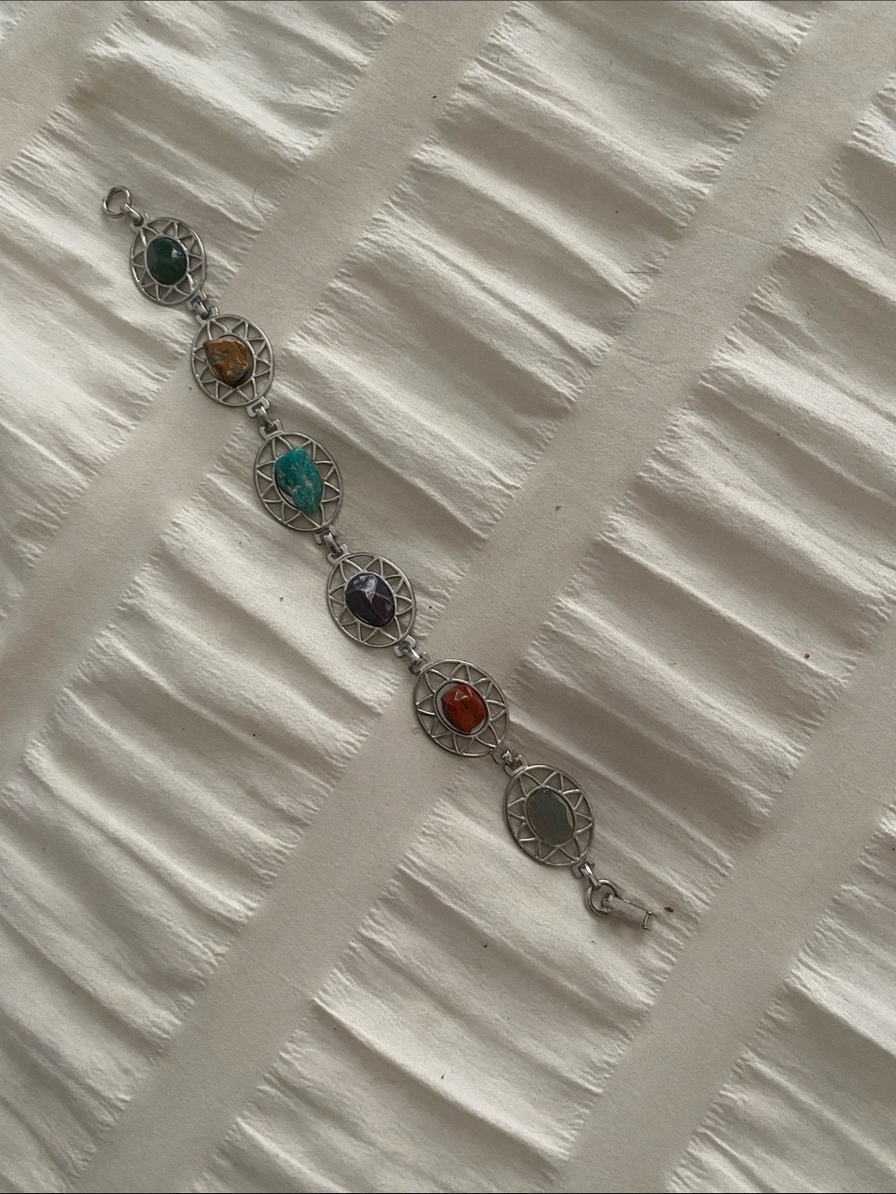 Multi-Stone Sterling Silver Chakra Bracelet - Colorful Gemstones